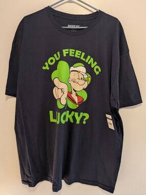 Popeye 'You Feeling Lucky?' Graphic Tee - Navy & Green